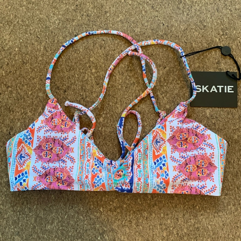 Skatie Bikini top extra small with Aztec style print